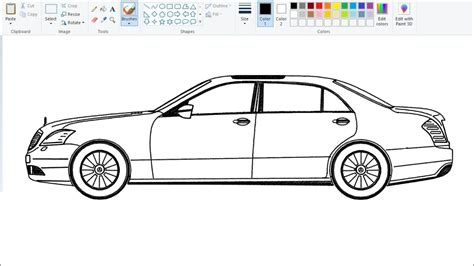 Drawing Mercedes Benz Car On Computer Using Ms Paint Car Drawing