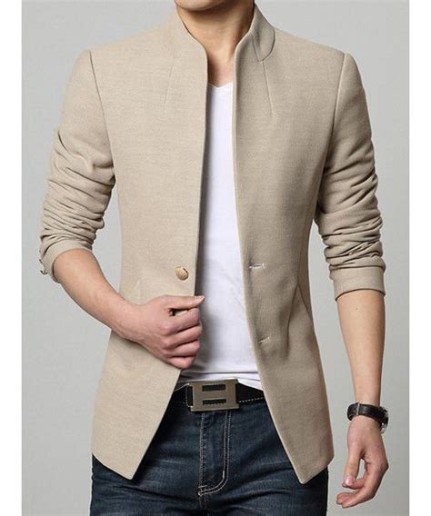 Copy Of Stand Collar Single Breasted Solid Color Simple Long Sleeve Men