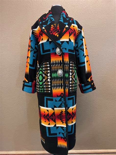 Keams Canyon Long Coat Black Chief Joseph F437 50000 Navajo Designer Virginia Yazzie