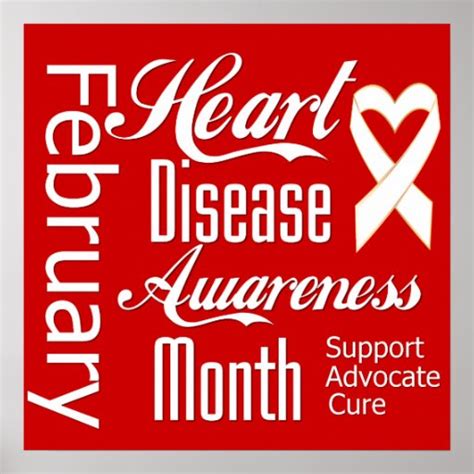 Heart Disease Awareness Month Ribbon Posters