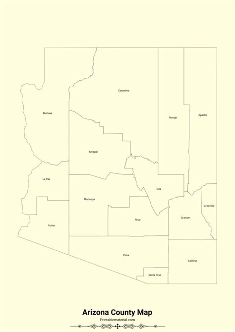 Arizona County Map Printable Blank Arizona Map Outline Map