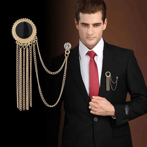 Crystal Brooches Personality Retro Palace Style Mens Unisex Black