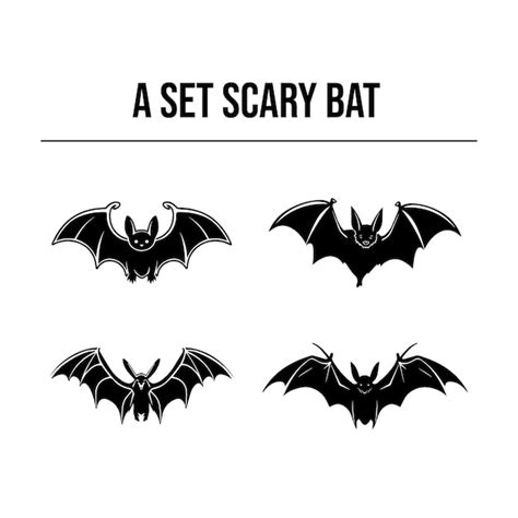 Premium Vector Set Of Scary Bat Halloween Bat Vector Illustration