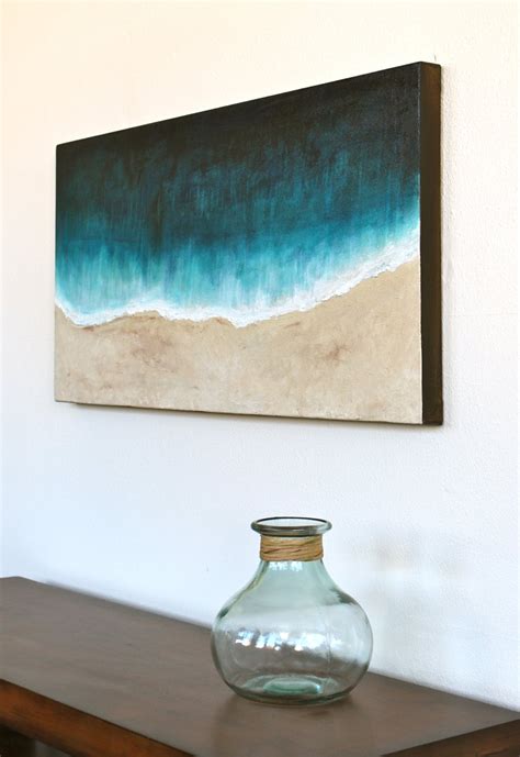 Beach original abstract art acrylic painting on thick canvas | Etsy