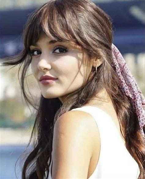 Hande Ercel | Long hair with bangs, Hairstyles with bangs, Long hair styles