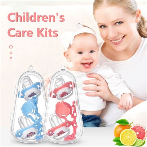 4 In 1 Baby Pacifier Baby Cartoon Pacifier Set 1 Round Nipple 1 Flat