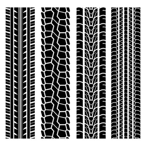 Premium Vector Black Tire Track Set