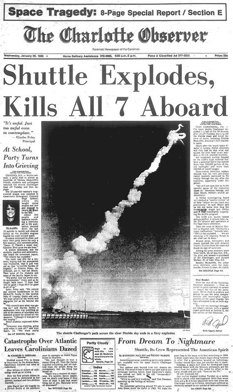 1986 Space Shuttle Challenger Explosion Historical News Historical