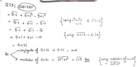 Find The Conjugate And Modulus Of The Following Complex Numbers 9 I