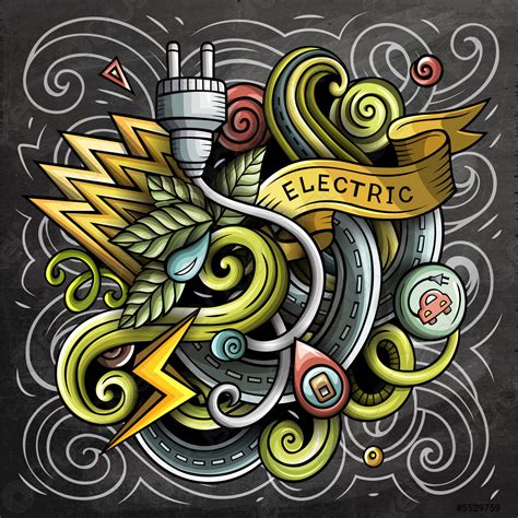 Electric Cars Cartoon Vector Doodle Design Stock Vector 5529759