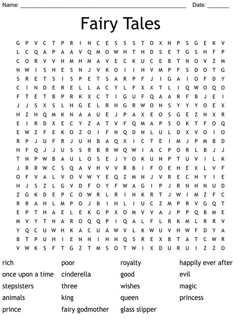 Fairy Tale Word Search Word Search Printable