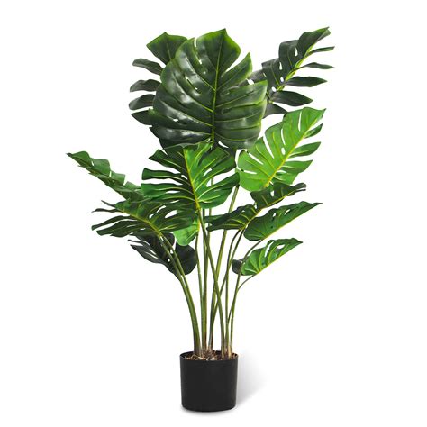 Buy Artificial Faux Tree Monstera Deliciosa Fake Plant Floor Silk Swiss Cheese Plant 4 Ft