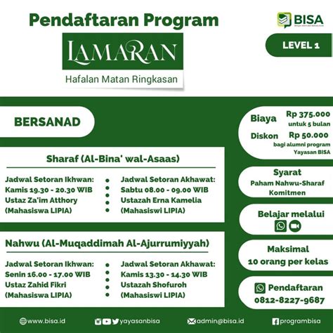 pendaftaran program lamaran yuk hafalin matan belajar islam