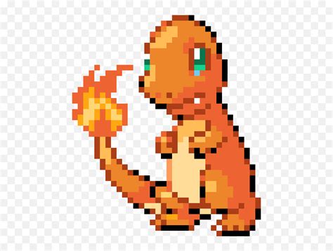 Charmander Pixel Art 32x32 Grid