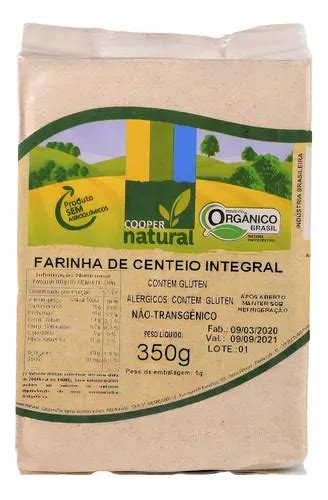 Farinha De Centeio Integral Orgânico Coopernatural 350g MercadoLivre