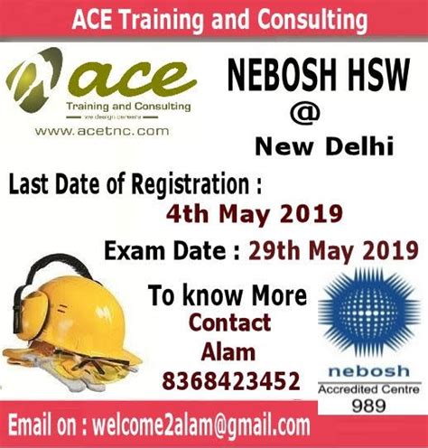 Nebosh Hsw Training In Delhi ACE Training And Consulting Nebosh IGC