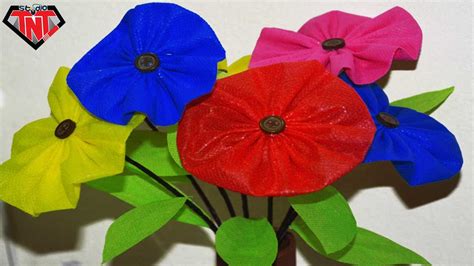 How To Make Flower Sticks At Home || DIY Shopping Bags Flower Sticks ...