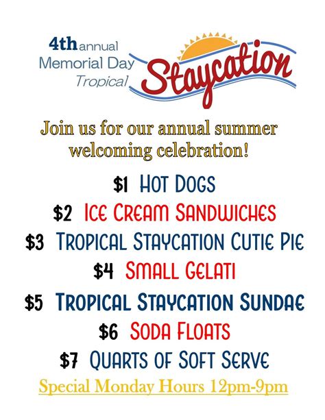 4th Annual Memorial Day Tropical Staycation Frosty Falls Ice Cream