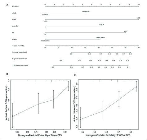 Prognostic Nomogram A And Calibration Curve B C For Predicting