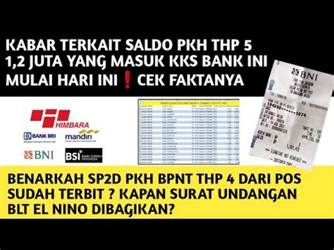 Benarkah Saldo Pkh Sudah Masuk Kks Di Bank Ini Mulai Sore Ini Sp D Pkh