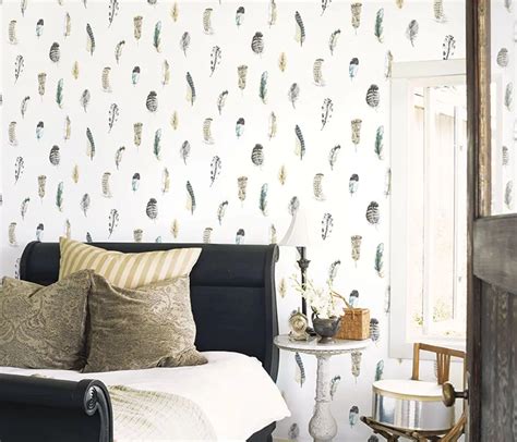 Feathers Par Galerie Blue Grey Beige Papier Peint Wallpaper