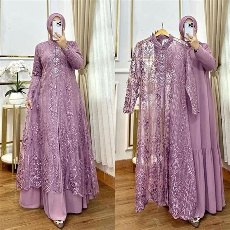 Jual Zeeya Dress Pesta Kondangan Mewah Gamis Brukat Tille Terbaru