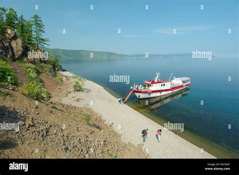 Boat on Lake Baikal, Irkutsk region, Siberia, Russian Federation ...