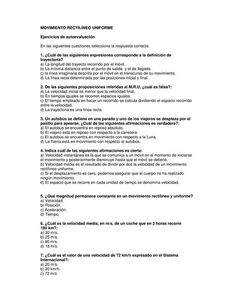 Movimiento Rectilineo Uniforme Pdf