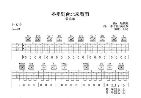 冬季到台北来看雨吉他谱迷人糖c调弹唱88翻唱版 吉他世界