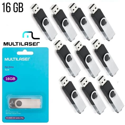 Kit Pendrive Gb Twist Usb Preto Multilaser Pd Atacado Shopee