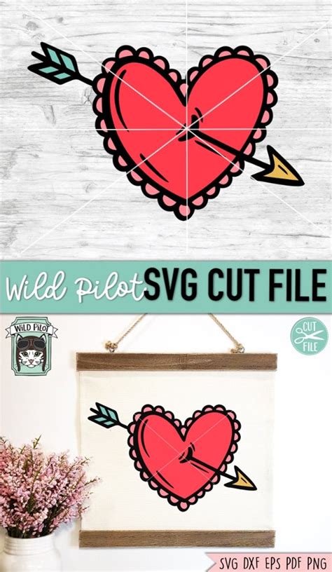 Valentines Day Svg File Heart With Arrow Svg File Cupid Etsy