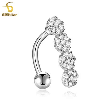 G23titan Silver Color Crystal Belly Button Ring Surgical Titanium Steel Piercing Ombligo Nombril