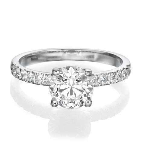 1 Karat Hochzeit Diamant Verlobung Ring Rund Schliff F SI1 18K Gelbgold