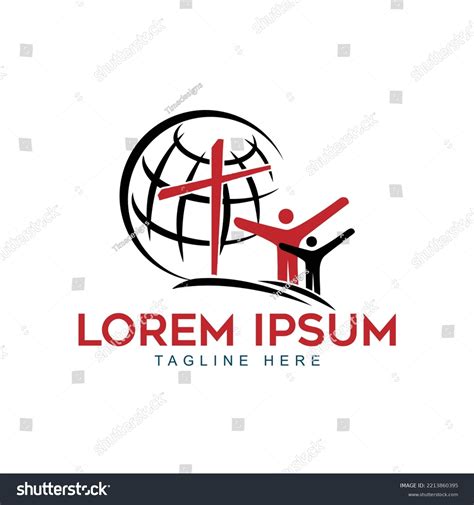 Global Prayer On Church Cross Logo Stock Vector Royalty Free