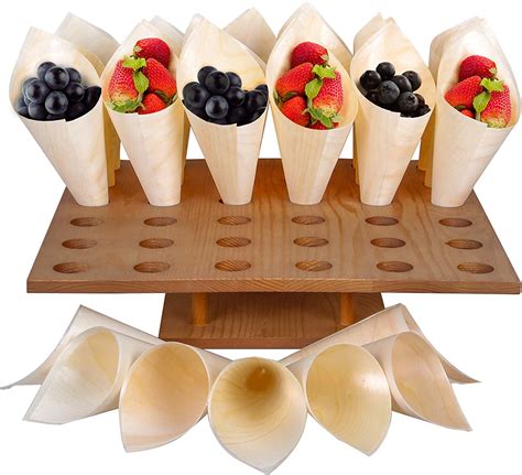 Amazon Ice Cream Cone Holder Stand W Wooden Cones Snack