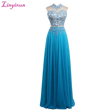 Linyixun Real Photo New Arrival Two Pieces Prom Dresses 2017 Beaded