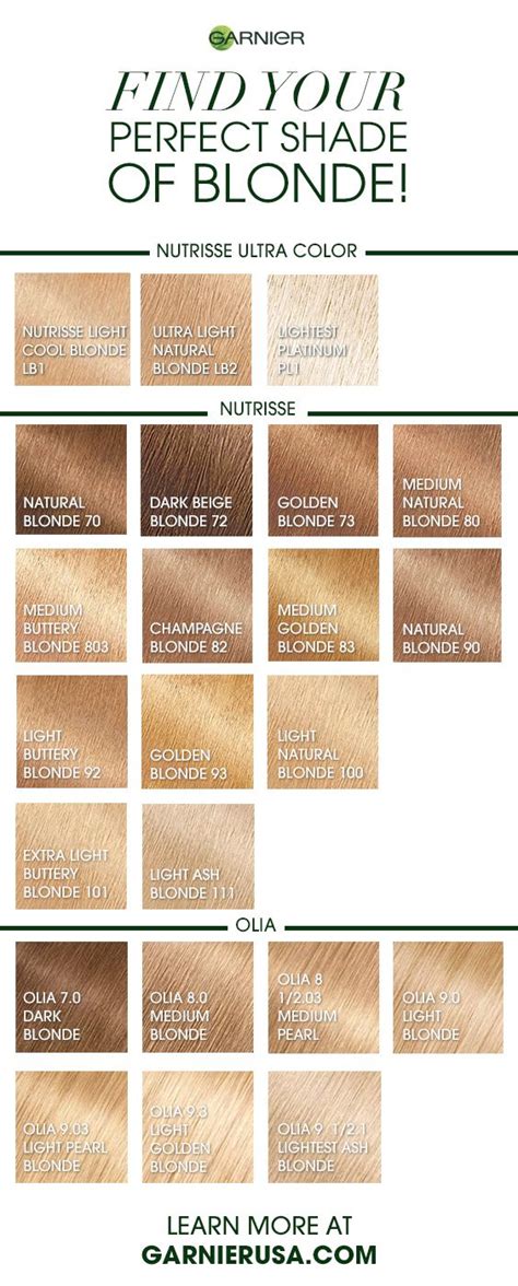 Garnier Hair Dye Colour Chart