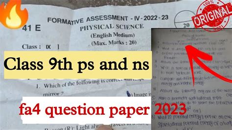 Th Class Ps And Ns Fa Question Paper Real Th Ps And Ns