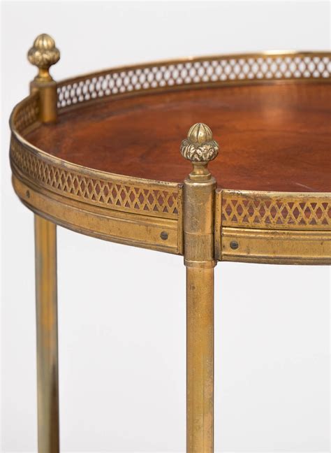 Antique Brass And Leather Side Table At 1stdibs