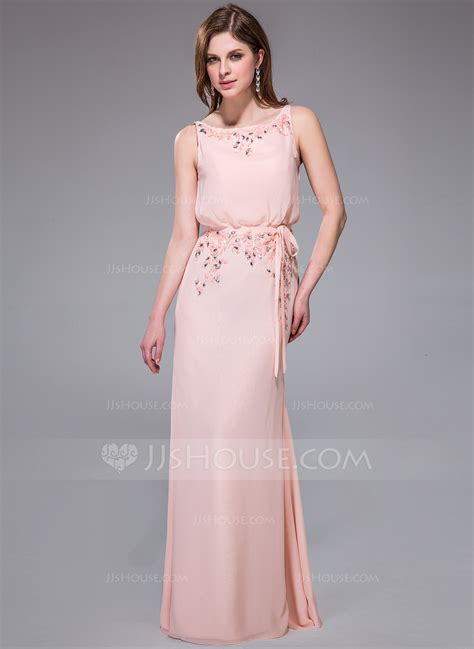 Trumpet Mermaid Scoop Neck Floor Length Chiffon Evening Dress With