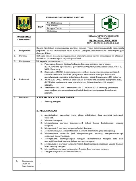 Sop Pemasangan Sarung Tangan Dt Pdf