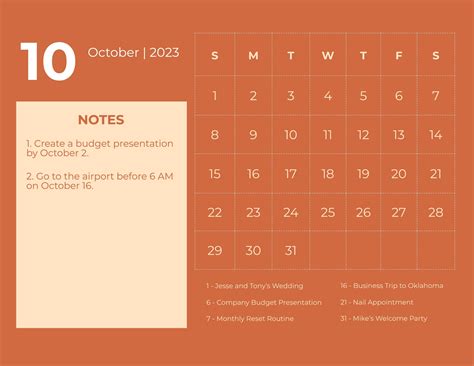 October 2023 Monthly Calendar Template In Illustrator Eps  Excel
