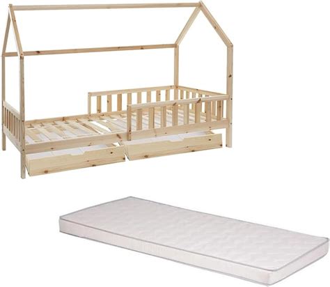 Atmosphera Lit Cabane Enfant Bosco 90x190 Matelas 90x190 Cm Blanc