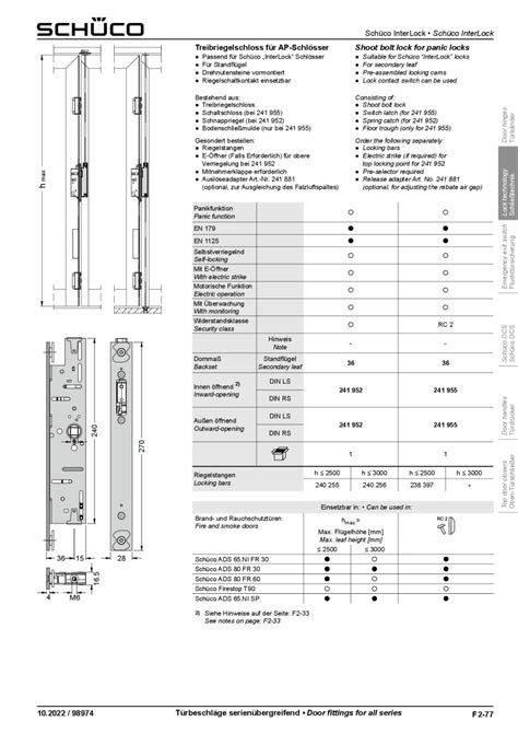 Sch Co Treibriegelschloss F R Interlock Antipanik Schl Sser