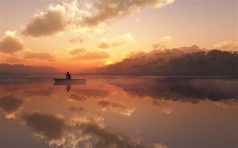 Wallpaper Sunlight Landscape Boat Sunset Sea Lake Water