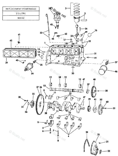 OMC Sterndrive 2 50L 150 CID Inline 4 OEM Parts Diagram For Crankcase