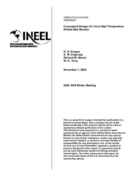 (PDF) Conceptual Design of a Very High Temperature Pebble-bed Reactor ...