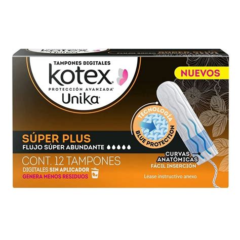 Tampones Digitales Kotex Unika S Per Plus Piezas Delsol