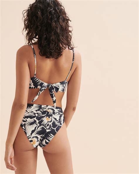 MAAJI Haut de bikini plongeant réversible Delft Flowers Fleurs de