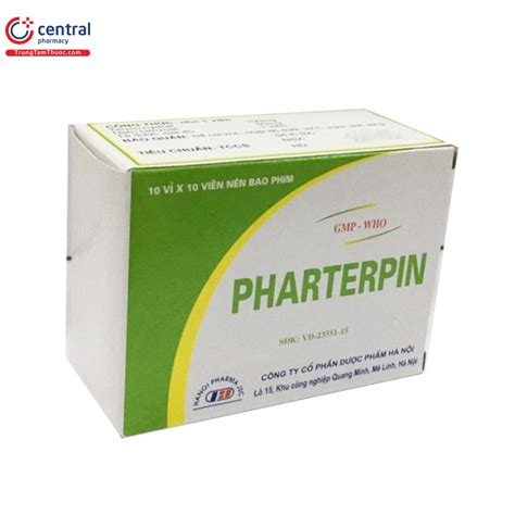 Thuốc Pharterpin Terpin hydrat 100mg giúp long đờm, loãng đờm hô hấp